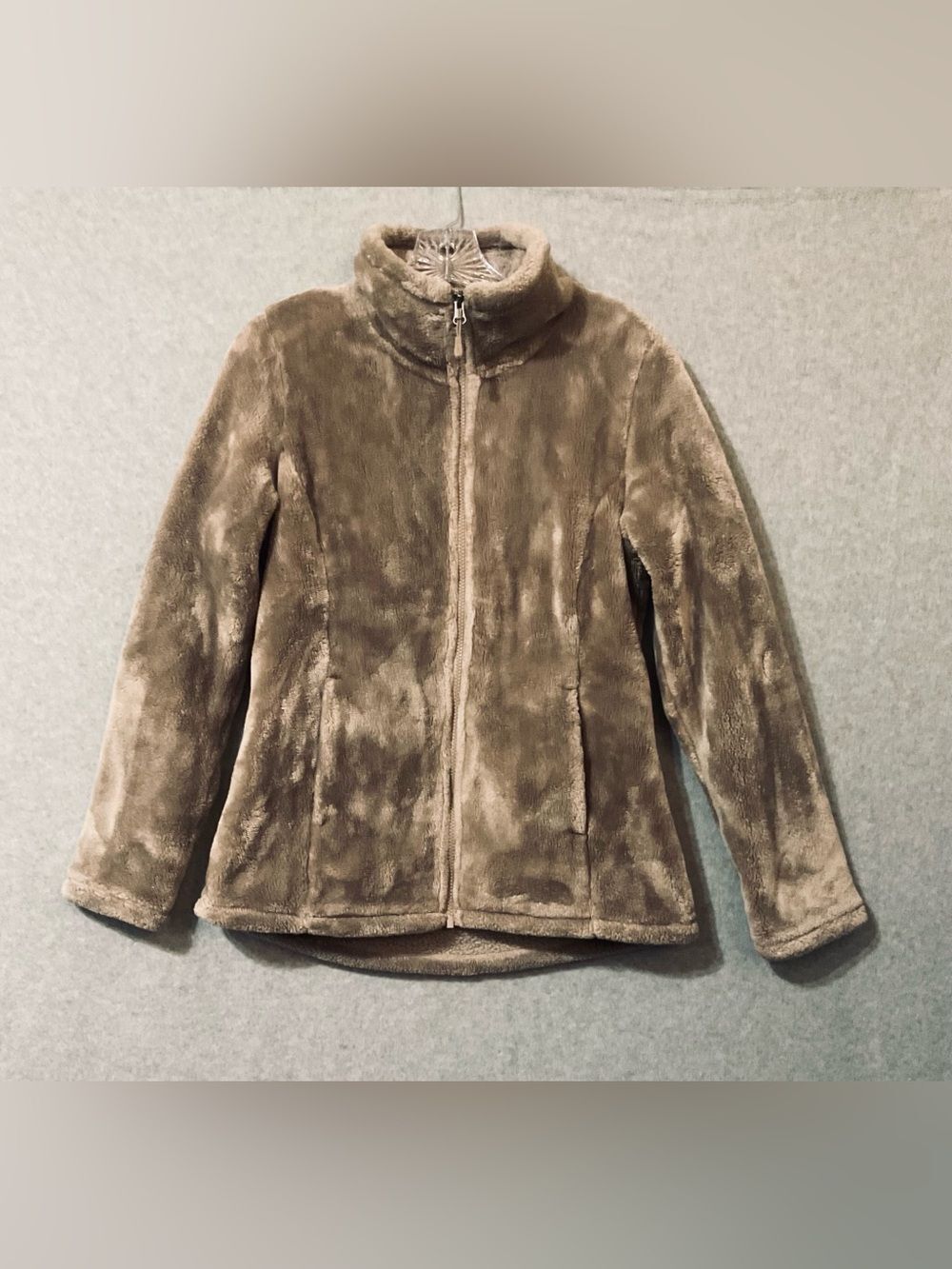 32 degrees heat Women's Plush Zip-Up Jacket in Taupe Sz S